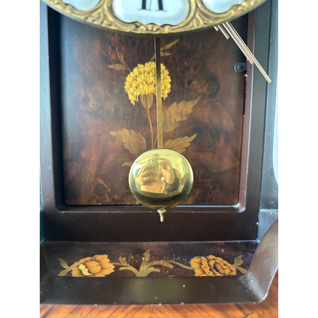 Antique Italian Louis XV Style Marquetry & Bronze Pedestal Clock - C. 1920 (2-Piece Set) For Sale - Image 12 of 15