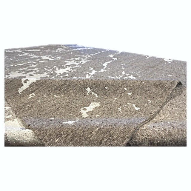 Textile Nepalese Modern Wool & Silk 9x12 Taupe & Ivory Handmade Area Rug #1142340 For Sale - Image 7 of 7
