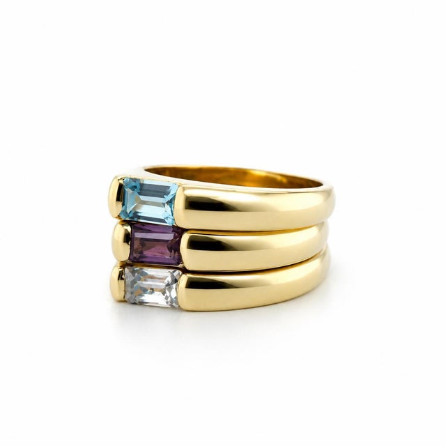 14k Yellow Gold Three Ring Set, Size 7 For Sale - Image 4 of 4