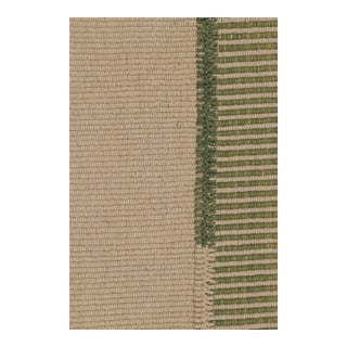 Rug & Kilim’s Contemporary Kilim With Textural Stripes in Beige & Green For Sale