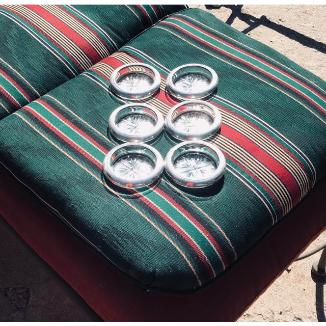 Set of six vintage cut glass and Sterling coasters; timeless and useful in appeal.
