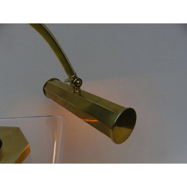 Vintage Art Deco Polished Brass Piano Light For Sale - Image 11 of 18