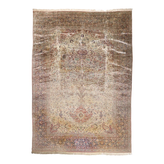 Vintage Chinese Silk Qum Rug, 14'03 X 20'01 For Sale