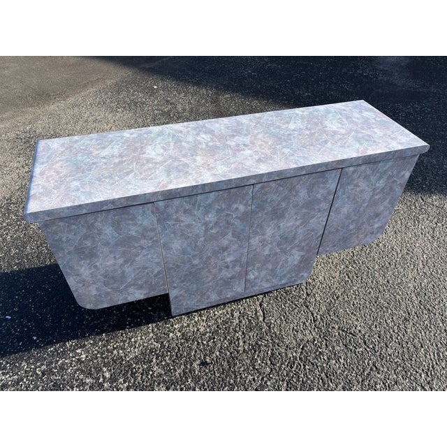 Postmod Faux Marble Floating Credenza For Sale - Image 4 of 7