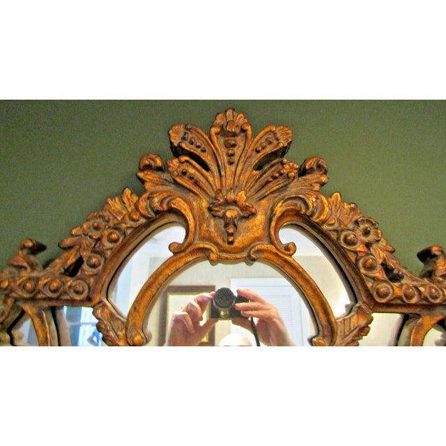 Rococo Antique Carved Large French Rococo Gold Wood Wall Mirror For Sale - Image 3 of 9