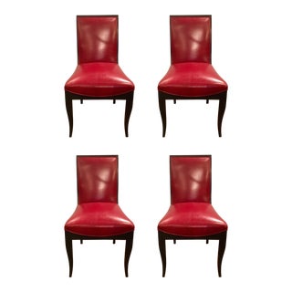 Set of Four Modern Pearson Red Leather Chairs For Sale