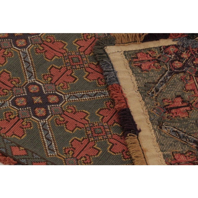 Antique Swedish Folk Tapestry With Geometric Design in Green & Red - Rug & Kilim For Sale - Image 10 of 10