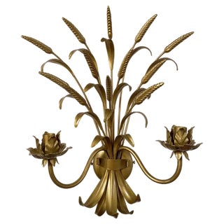 Gold Florentine Wrought Iron Ears Wall Lamp by Simoeng For Sale