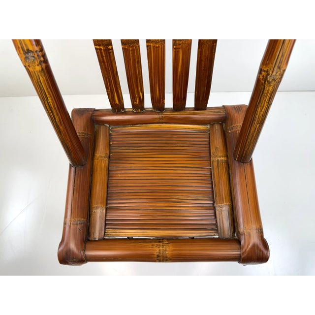 Wood Vintage Mid Century High-Back Bamboo Side Chair With Sculptural Silhouette For Sale - Image 7 of 17