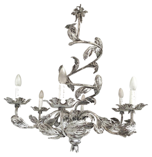 Brunish-Clay Florentine Wrought Iron Leafs Chandelier by Simoeng