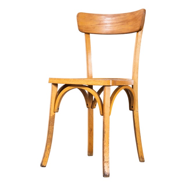 French Blonde Bentwood Kick Leg Dining Chair from Baumann, 1950s For Sale