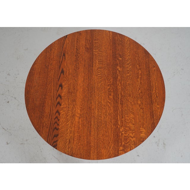 Mission Mission Style Oak Round Occasional Table For Sale - Image 3 of 13