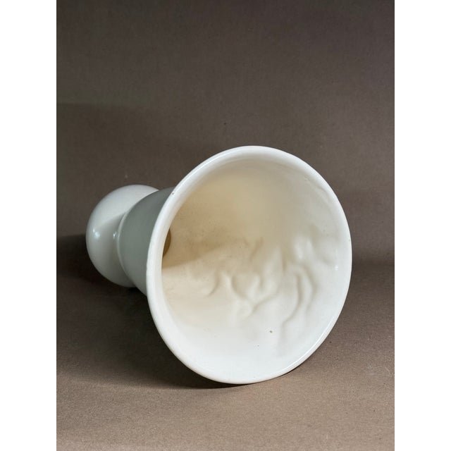 8 Inch Vase Art Deco Eggshell Ivory Antiqued With Brown Glaze For Sale In Minneapolis - Image 6 of 7