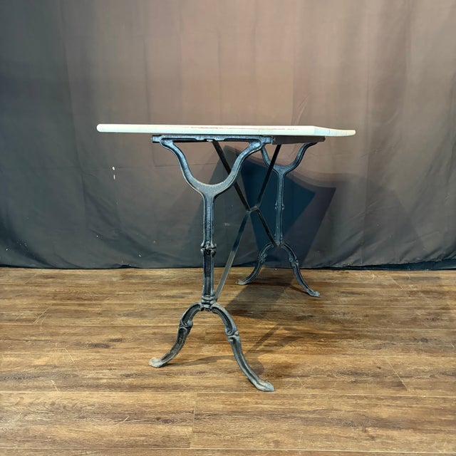 Antique French Marble Top Cafe and Bistro Table With Cast Iron Base For Sale - Image 9 of 10