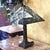 Traditional 2003 Tiffany-Style Floral Stained Glass Pyramid Table Lamp For Sale - Image 3 of 18