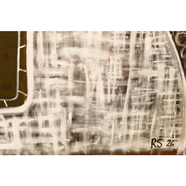 Textile Man on Horseback Oil Painting. Large Contemporary Horse Painting 170 X 210 Cm For Sale - Image 7 of 11