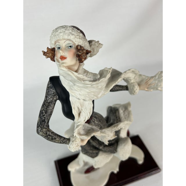 1980s Giuseppe Armani Signed Italian Sculpture “Skating Girl -Winter” For Sale - Image 4 of 12