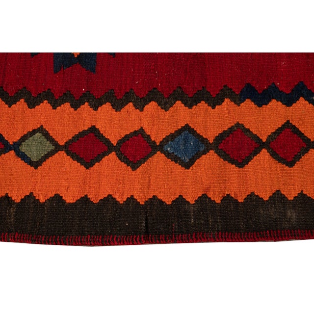 Red Mid-20th Century Vintage Kilim Rug 5' 2" X 12' 7'' For Sale - Image 8 of 13