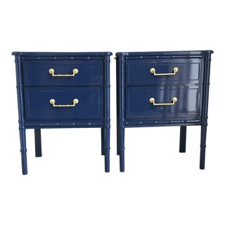 Mid 20th Century Vintage Faux Bamboo Nightstands - Set of 2 For Sale
