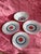 Handcrafted porcelain dinnerware set with a typical 1960s decoration in stunning colors: cobalt and orange on a white...
