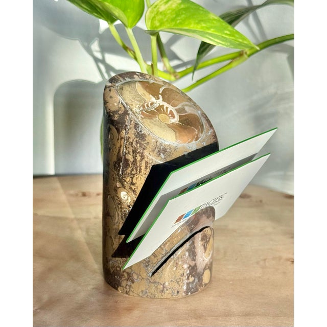 Stone Mid 20th Century Polished Ammonite Fossil Card Holder For Sale - Image 7 of 11