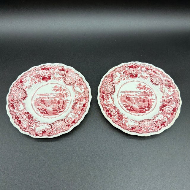 A Rare Pair of Antique Red Transferware Plates, “New York, Us”, Circa 1830’s For Sale - Image 12 of 12