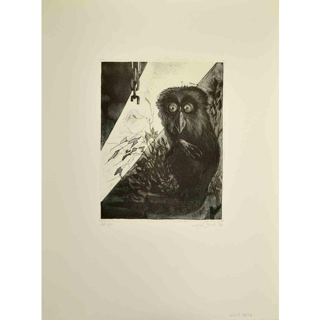 Black Lemur is an etching print realized by Leo Guida in 1972. Hand-signed, dated, edition of 16/30. Good condition. Leo...