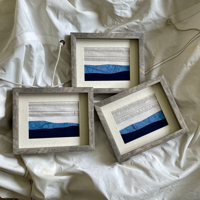 Contemporary Contemporary Semi-Abstract​ Mixed Media Nautical Sailcloth Landscape​ - By JJ-Hogan | Series of 3, Framed For Sale - Image 3 of 12