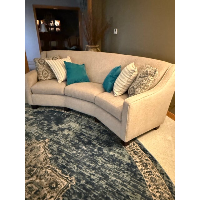 Contemporary Eggshell Sofa Curved Sofa - Stunning and So Comfortable For Sale - Image 3 of 6
