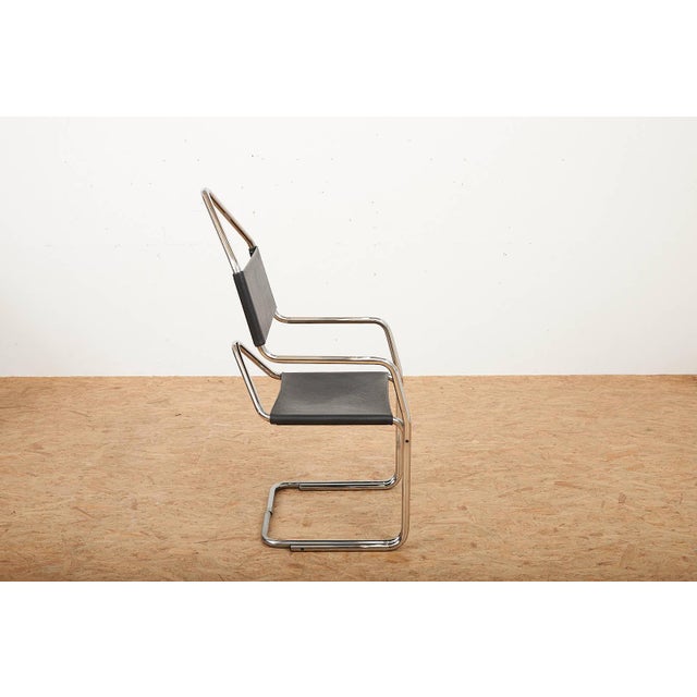 Type 22 the Clamp Cantilever Chair with Chrome-Plated Tubular Steel and Black Leather from Ulysses Müller, 1989 For Sale - Image 6 of 15