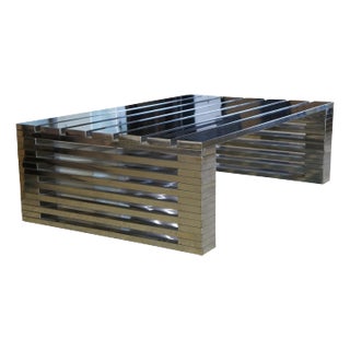 Timothy Oulton Zazenne Modern Industrial Chrome Steel Coffee Table For Sale