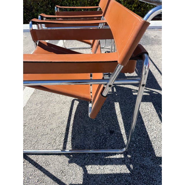 Mid 20th Century Iconic Knoll Wassily Leather Lounge Chairs by Marcel Breuer a Pair For Sale - Image 5 of 12