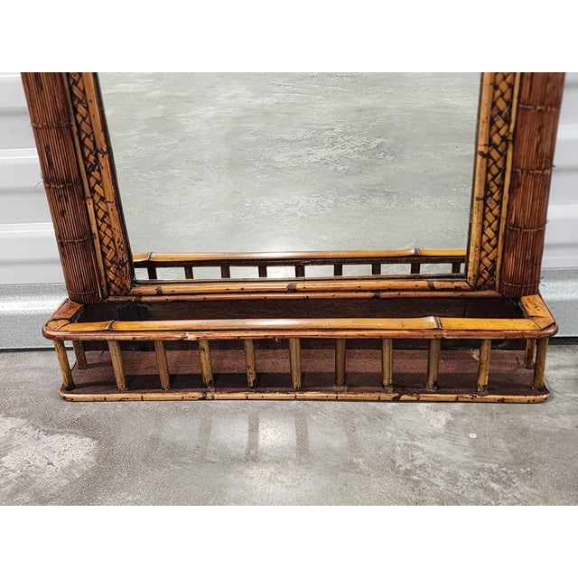 1990s Vintage Bamboo & Rattan Pagoda Mirror For Sale - Image 5 of 12
