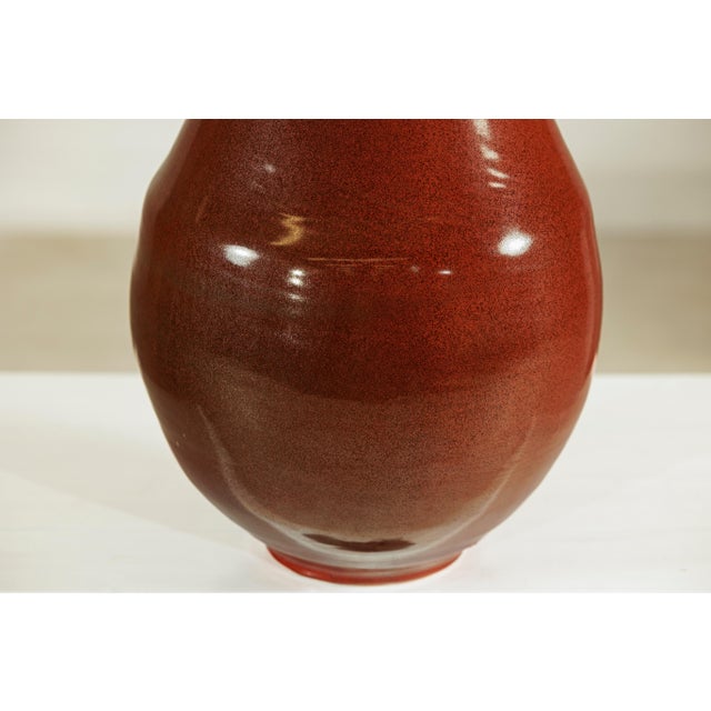 Brown Large Artisan Ceramic Vase in Rich Brown Glaze with Teardrop Silhouette For Sale - Image 8 of 18