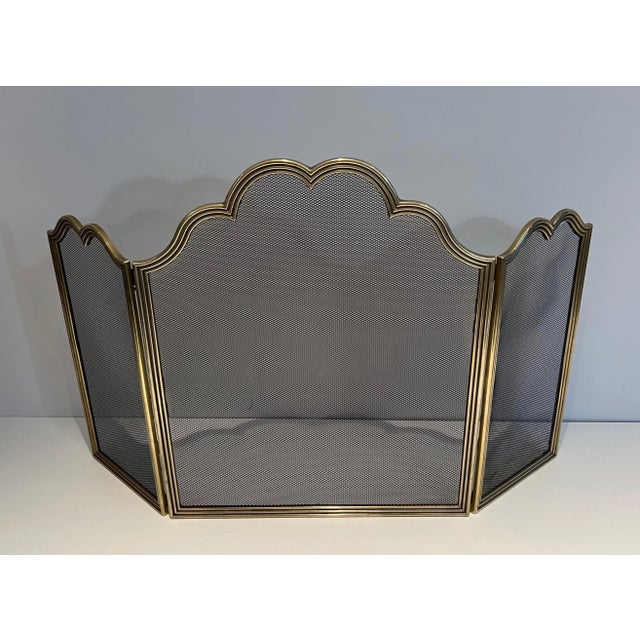 Neoclassical Style Brass and Grilling Fireplace Screen For Sale - Image 12 of 13