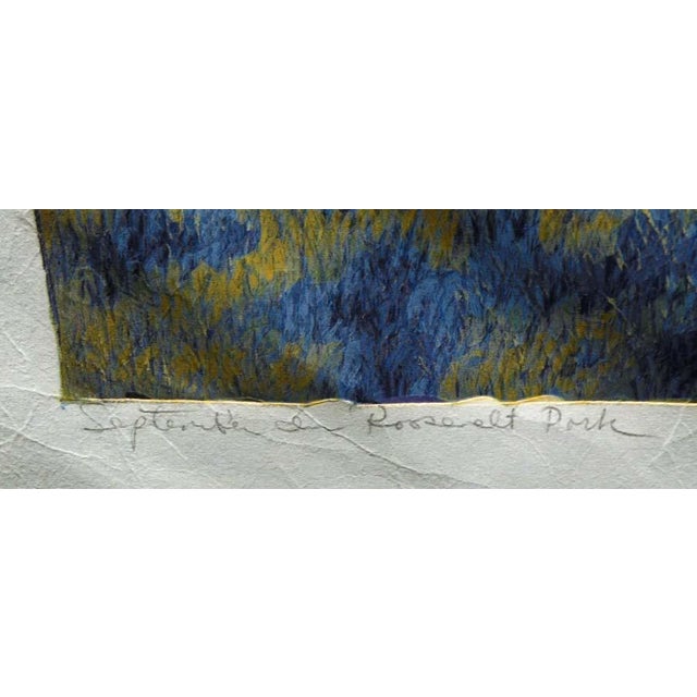Gordon Mortensen "September/ Roosevelt Park" Hand Signed Woodcut Reduction Art For Sale - Image 4 of 5