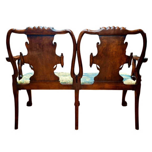 Burnt Umber Irish George II-Style Double Chair Back Settee From Historic Filoli For Sale - Image 8 of 13