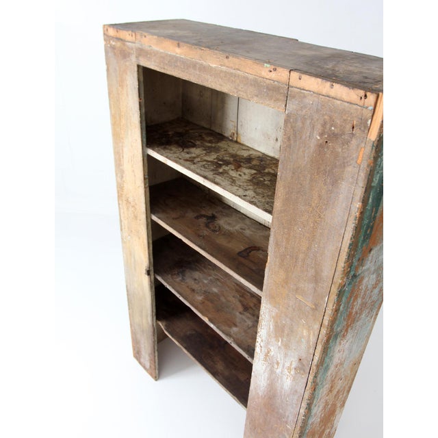 Antique Primitive Painted Farmhouse Cupboard Shelving For Sale - Image 6 of 18