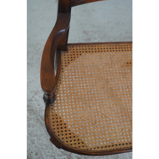 1980s Theodore Alexander Regency Mahogany Brass Inlaid Cane Seat Bench For Sale - Image 5 of 18