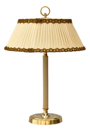 Brass and Textile Table Lamp by Bertil Brisborg for Nordiska Kompaniet, Sweden, 1940s