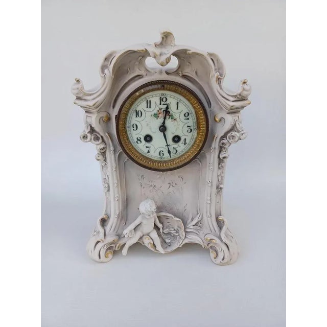 Large Art Nouveau Clock in Porcelain from Royal Dux, 1900s For Sale - Image 13 of 13