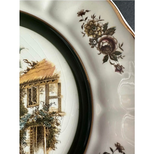 Ceramic Vintage Mid 20th Century Green and Brown Decorative Wall Plate For Sale - Image 7 of 9