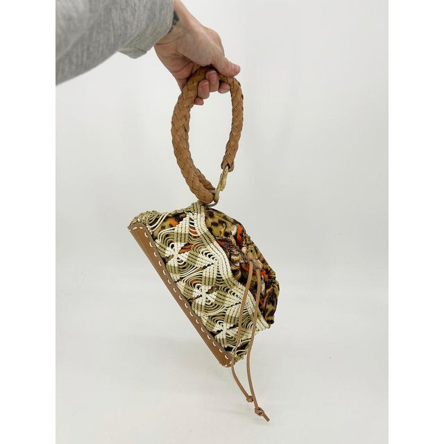 1990s Vintage Roberto Cavalli Macrame Silk Drawstring Baguette For Sale - Image 5 of 9