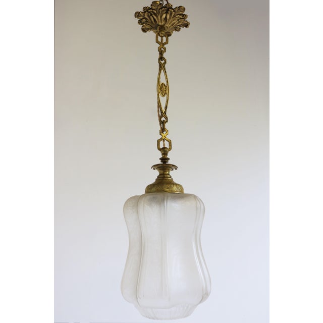 Large Antique French Art Nouveau Pendant Light, 1910 For Sale - Image 14 of 14