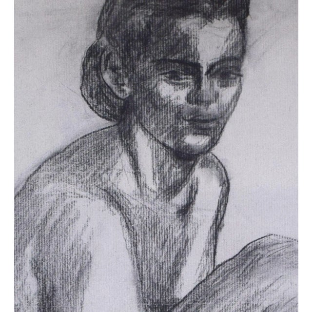 Large Vintage Modernist Female Nude Figure Study Charcoal Drawing For Sale In New York - Image 6 of 8