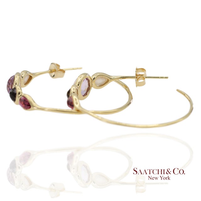 Metal Vintage 18k 750 Solid Yellow Gold Ippolita Hoop Earrings, A Pair For Sale - Image 7 of 12