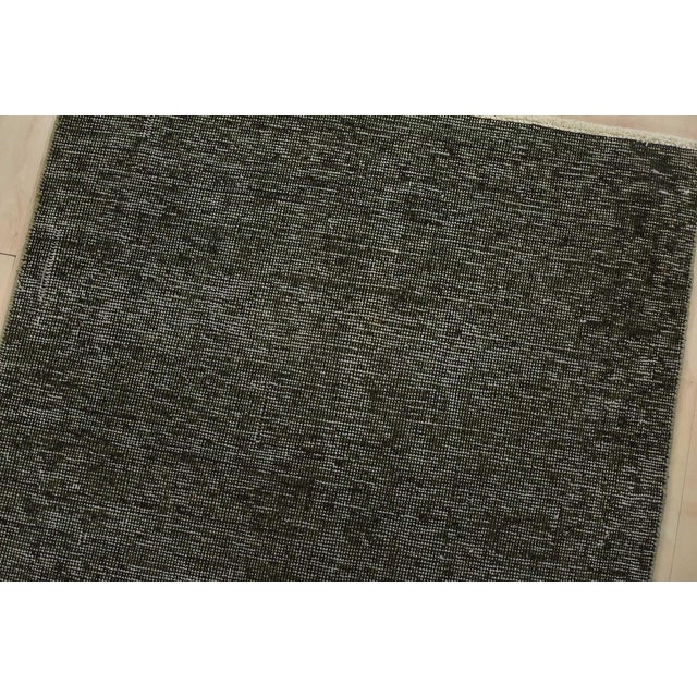 1980s Tabriz Runner 2’4” X 6′ Black Wool Vintage Overdyed Hand-Knotted Rug For Sale - Image 5 of 10