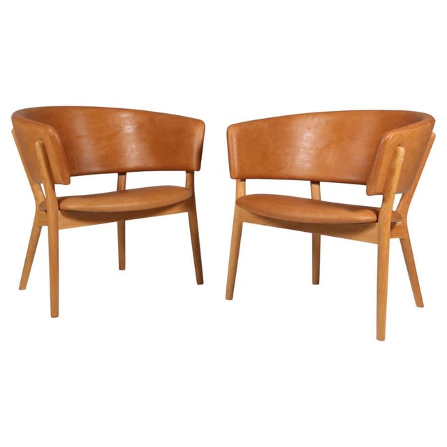 Model ND82 Lounge Chairs in Full Grain Leather and Oak by Nanna Ditzel, 2010s, Set of 2 For Sale - Image 9 of 9
