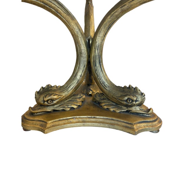 Pair of Italian Dolphin Side Tables With Carrara Marble Tops For Sale In Detroit - Image 6 of 7