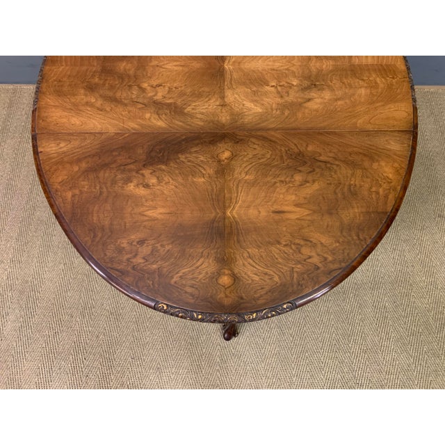 Brown Burr Walnut Drop Flap Table, 1920 For Sale - Image 8 of 15